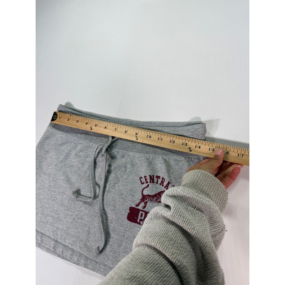 Vtg Y2K Central Tiger Graphic Mini Skirt Womens Small Gray Drawstring Sporty - Picture 5 of 6